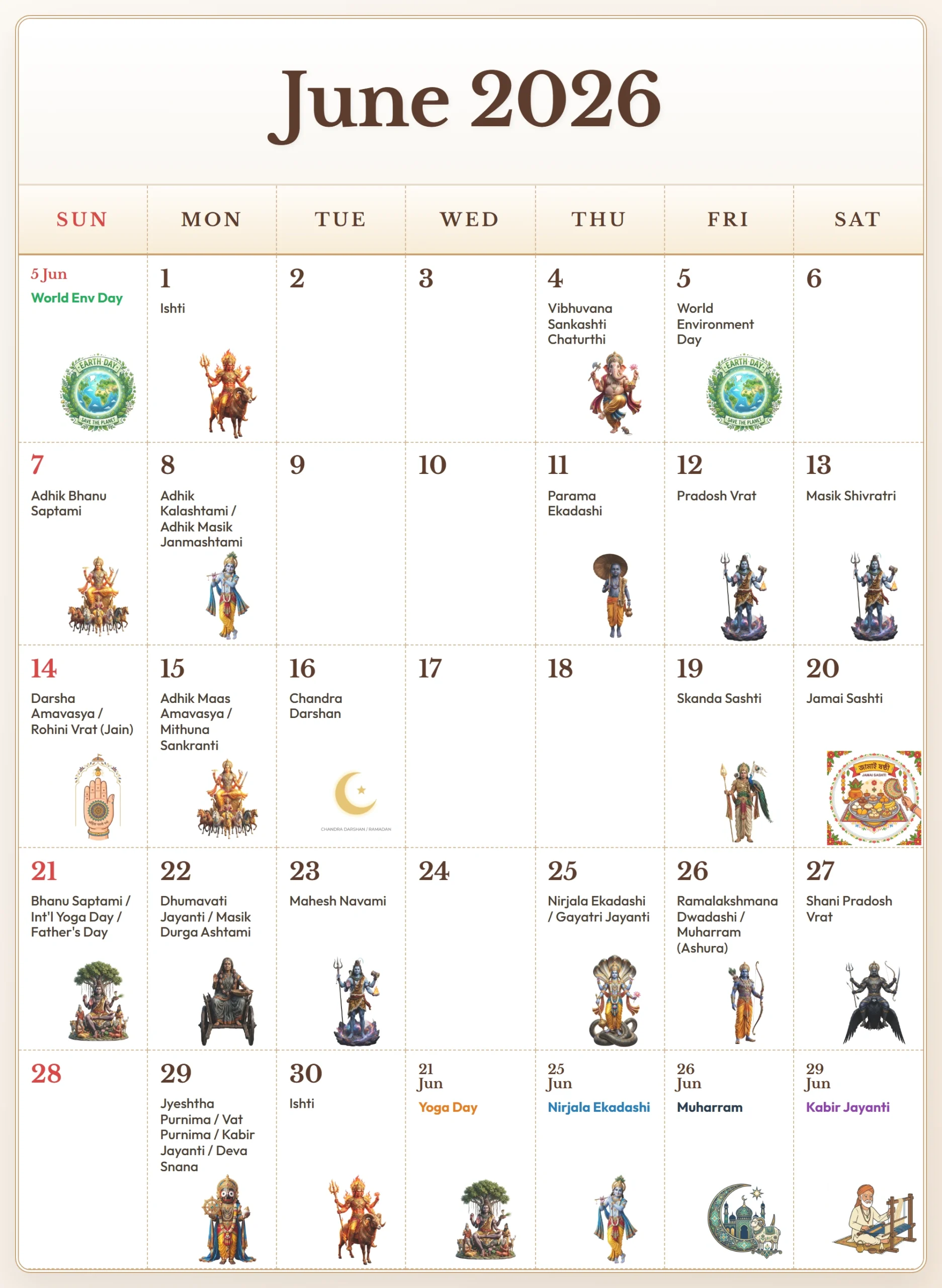 Festival Calendar 2026 June 